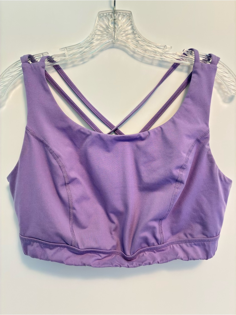Torrid Happy Camper Strappy Low Impact Wireless Sports Bra Purple Plus Size 1